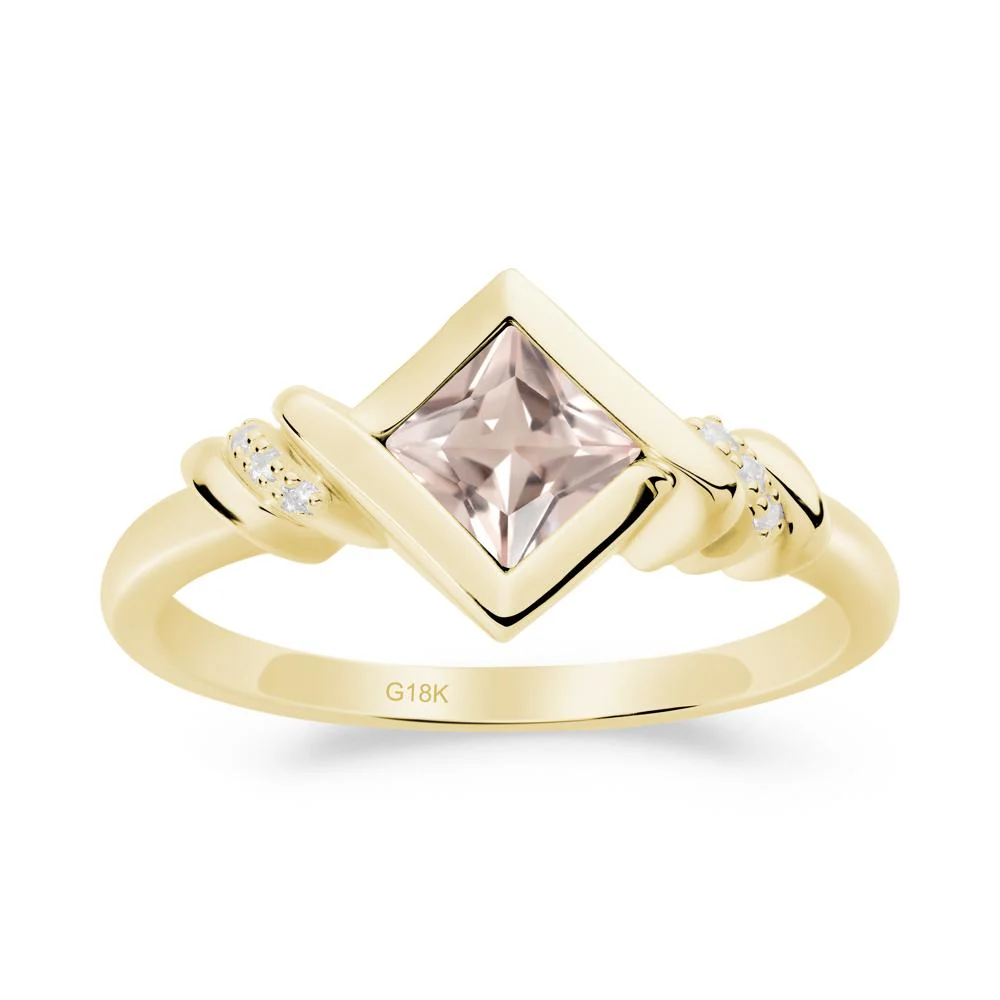 Bezel Set Morganite Ring with Twisted Shank - Image 8