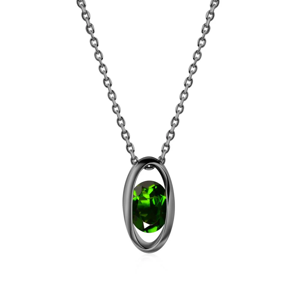 Bezel-Set Oval Diopside Solitaire Pendant Necklace - Image 8