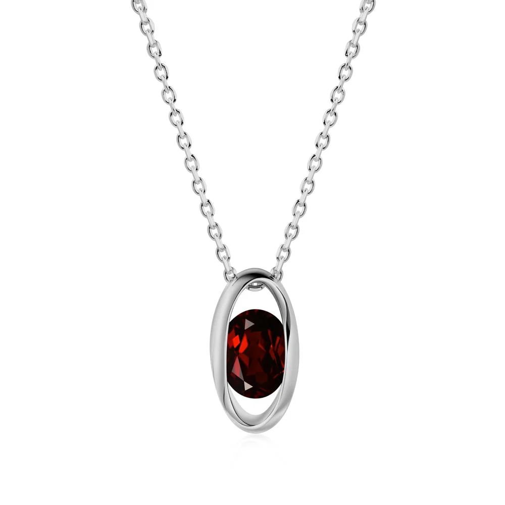 Bezel-Set Oval Garnet Solitaire Pendant Necklace - Image 4