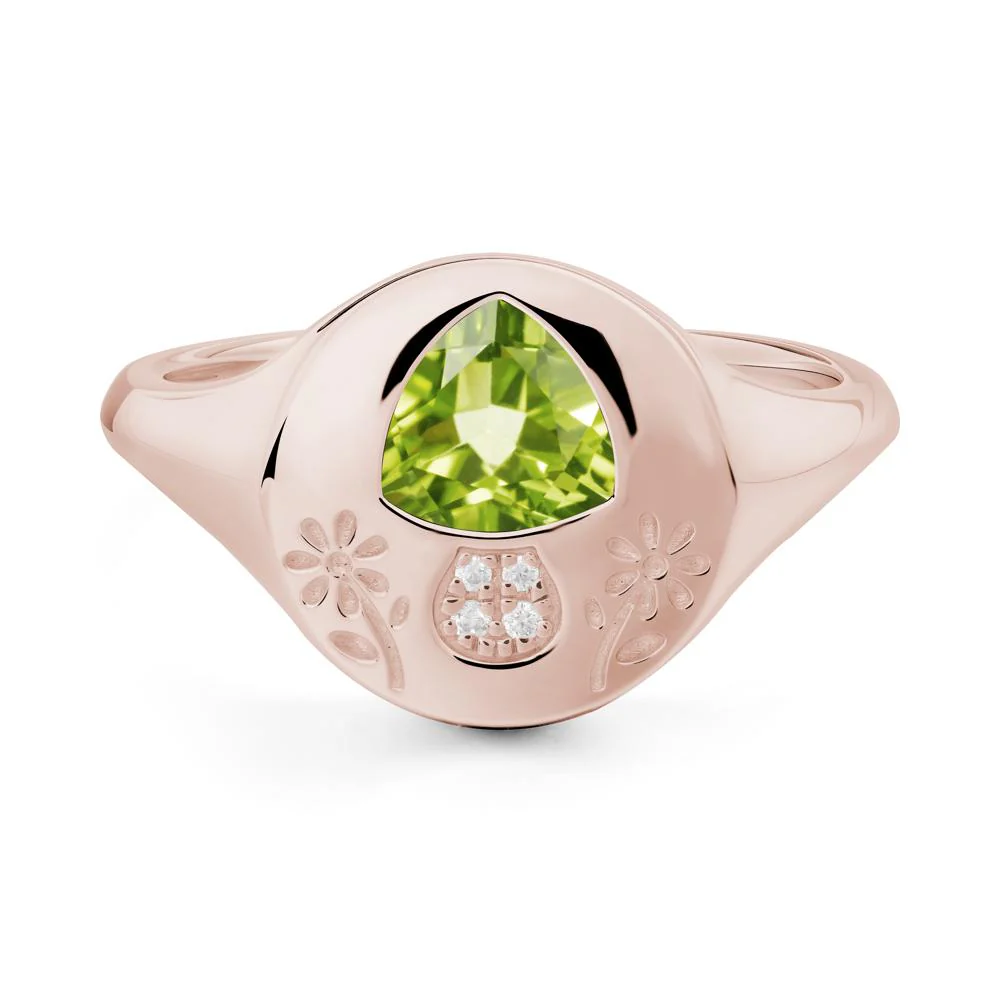 Bezel Set Peridot Signet Ring - Image 3