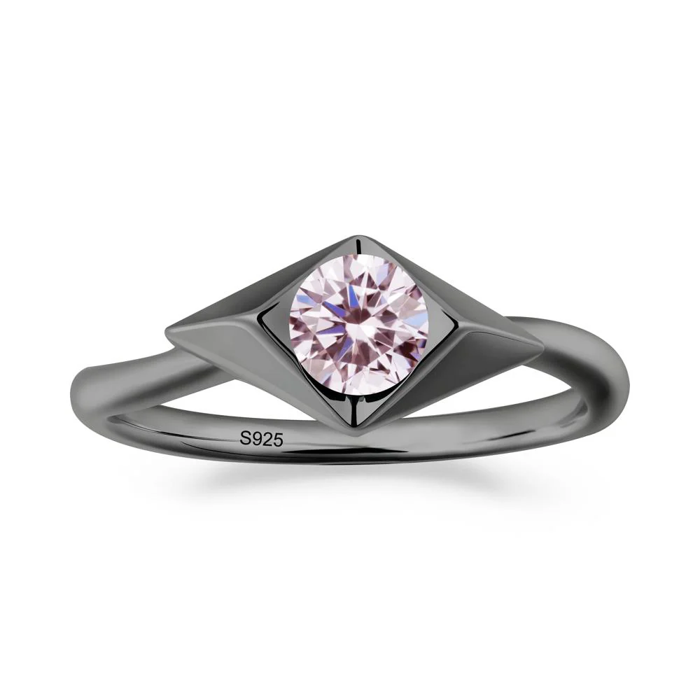 Bezel Set Pink Cubic Zirconia Ring with Twisted Band - Image 2