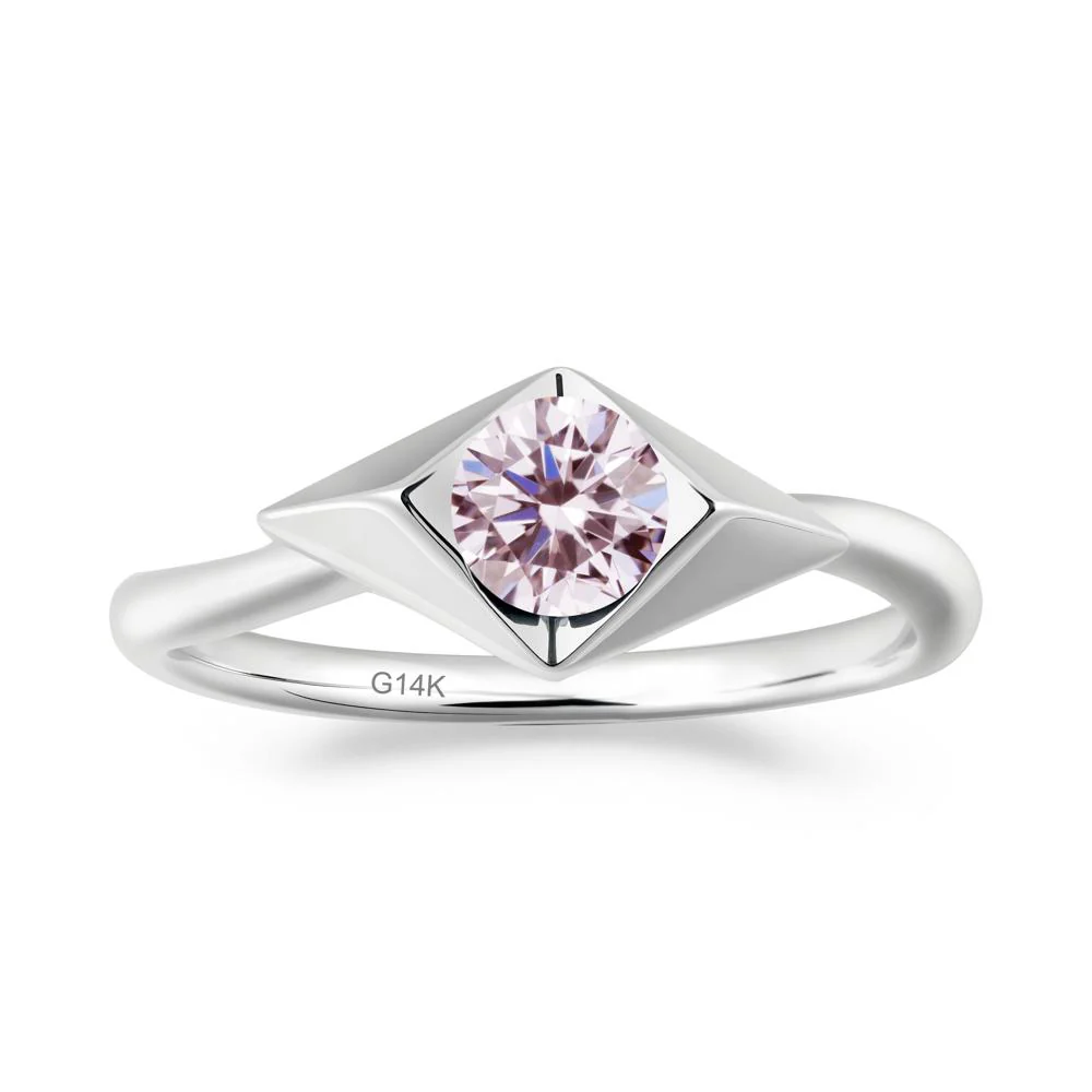 Bezel Set Pink Cubic Zirconia Ring with Twisted Band - Image 3