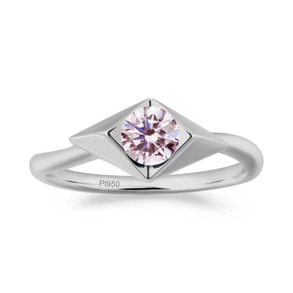 Bezel Set Pink Cubic Zirconia Ring with Twisted Band - Image 4