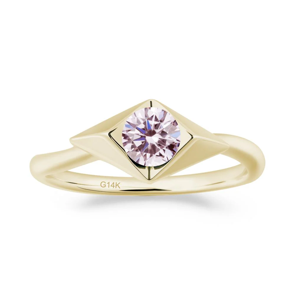 Bezel Set Pink Cubic Zirconia Ring with Twisted Band - Image 7