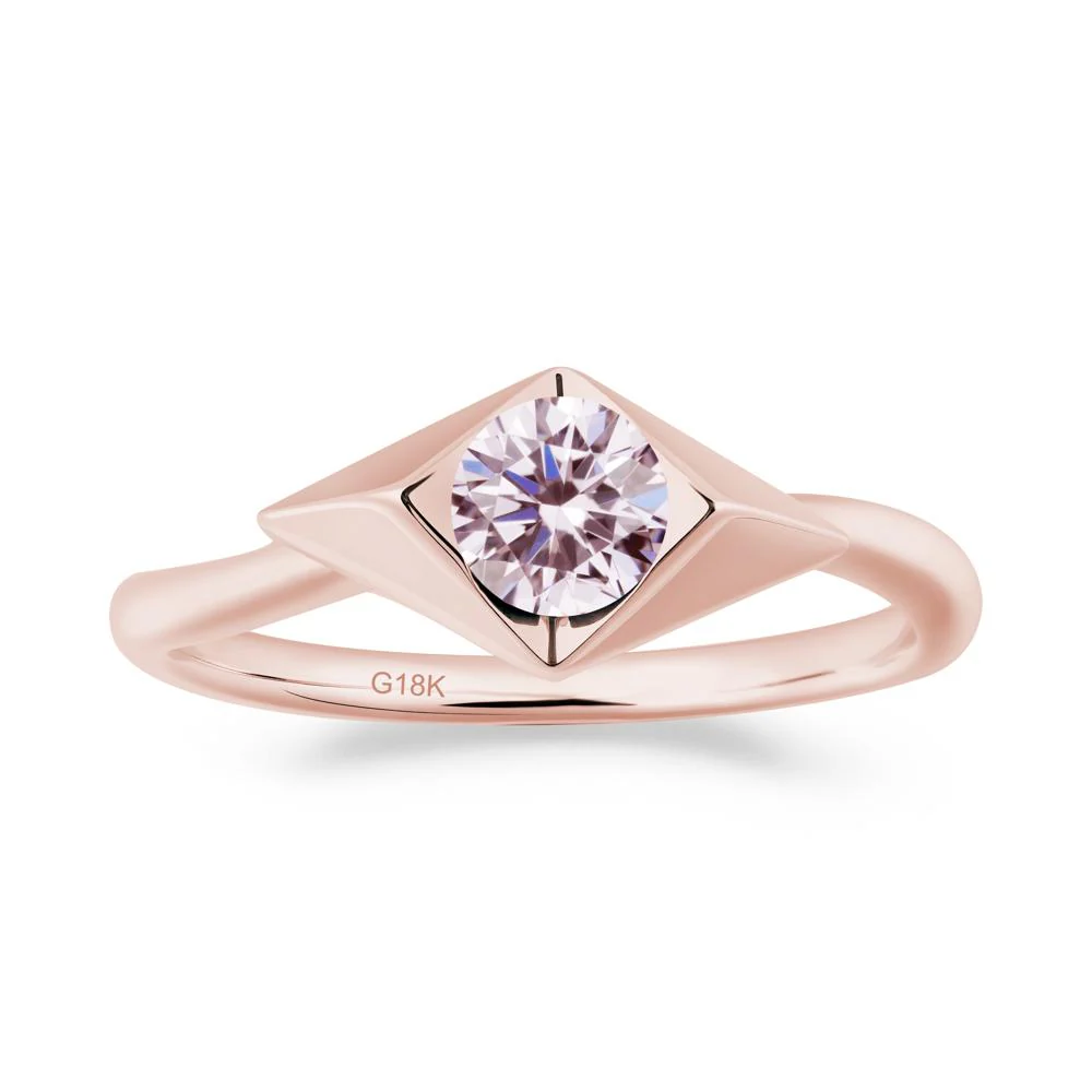 Bezel Set Pink Cubic Zirconia Ring with Twisted Band - Image 9