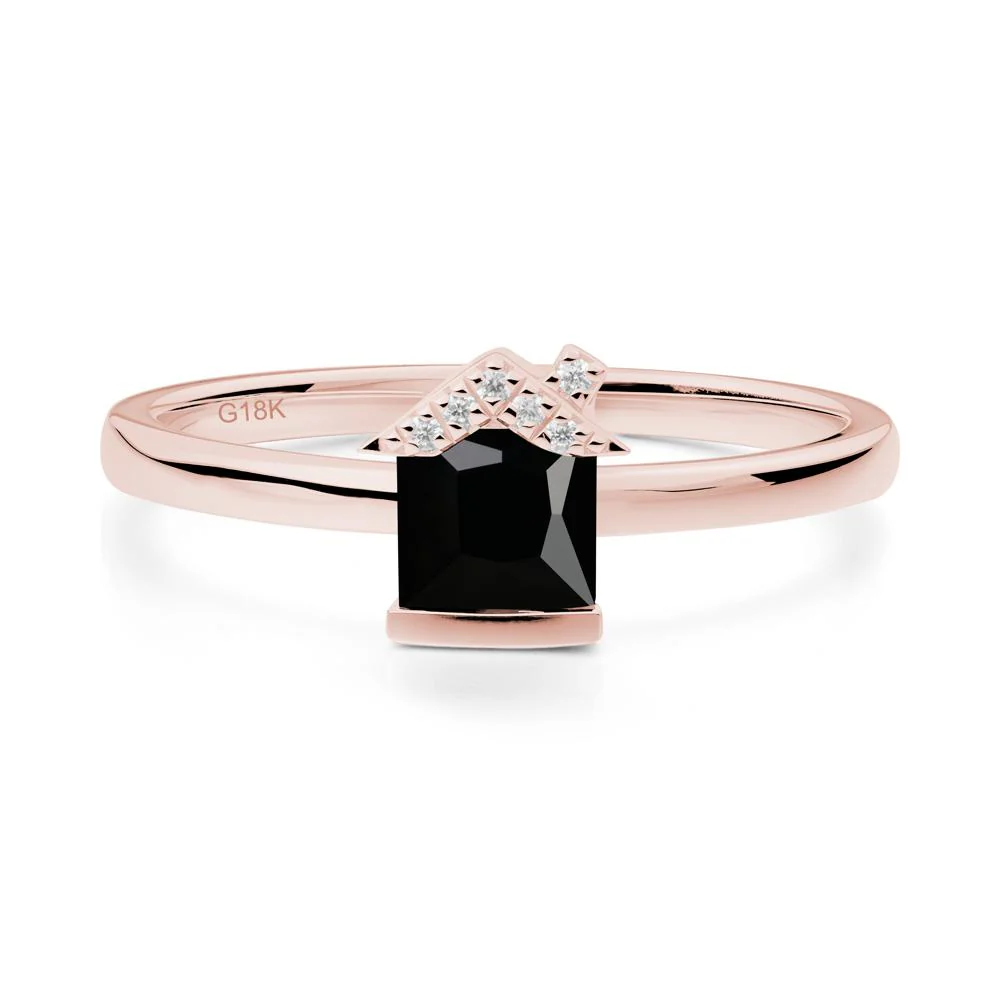 Bezel Set Princess Cut Black Spinel Ring - Image 8