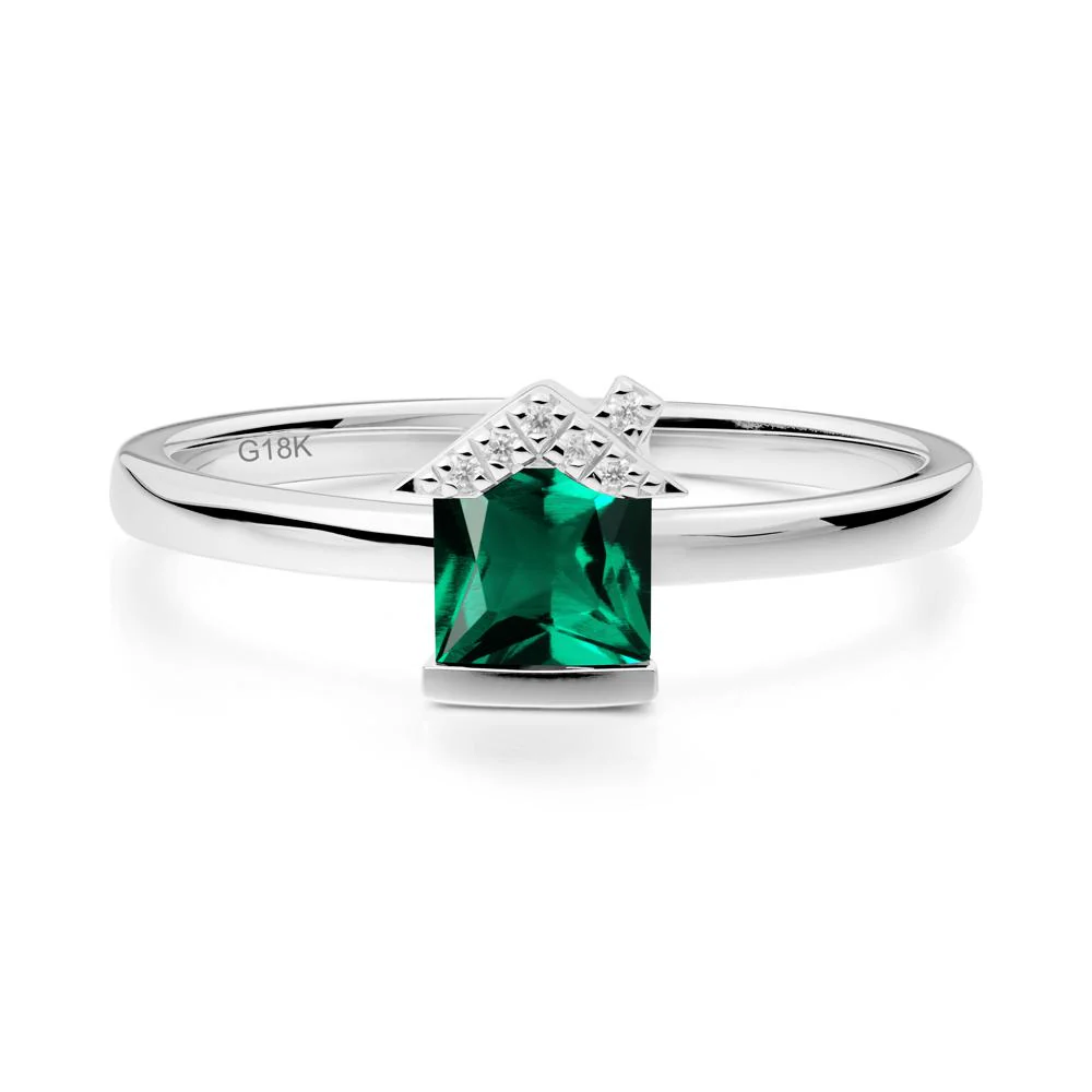 Bezel Set Princess Cut Emerald Ring - Image 4