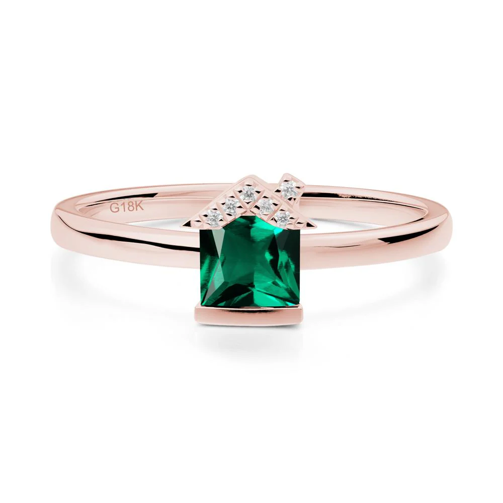 Bezel Set Princess Cut Emerald Ring - Image 6