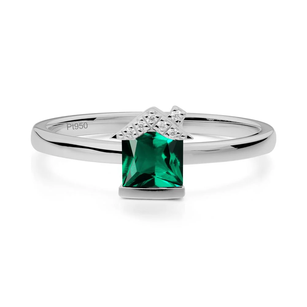 Bezel Set Princess Cut Emerald Ring - Image 7
