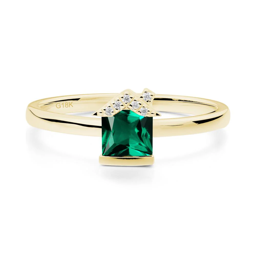 Bezel Set Princess Cut Emerald Ring - Image 8