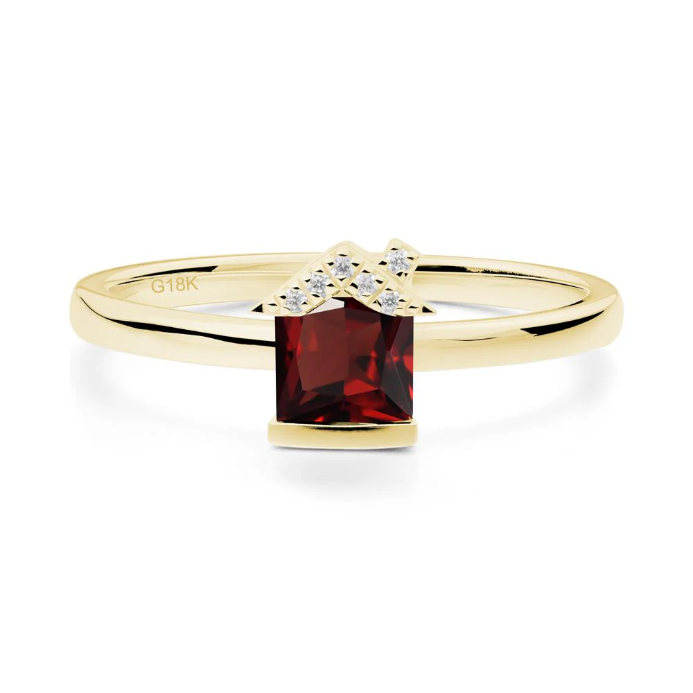 Bezel Set Princess Cut Garnet Ring - Image 5