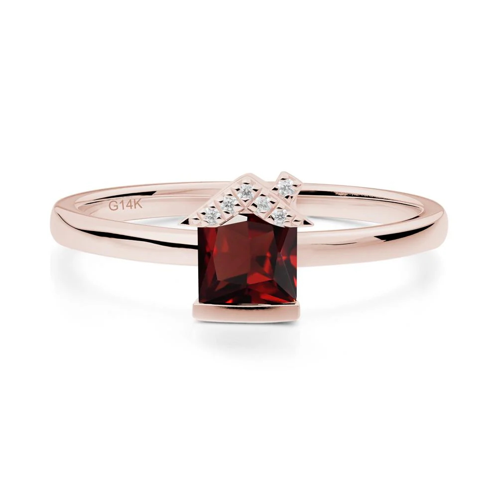 Bezel Set Princess Cut Garnet Ring - Image 6
