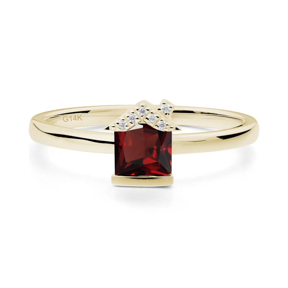 Bezel Set Princess Cut Garnet Ring - Image 7