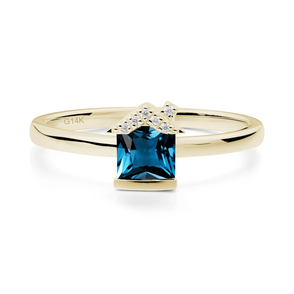 Bezel Set Princess Cut London Blue Topaz Ring