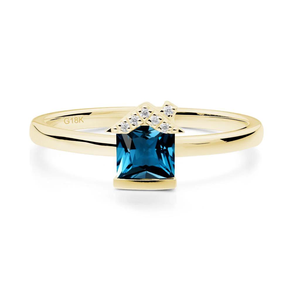 Bezel Set Princess Cut London Blue Topaz Ring - Image 4