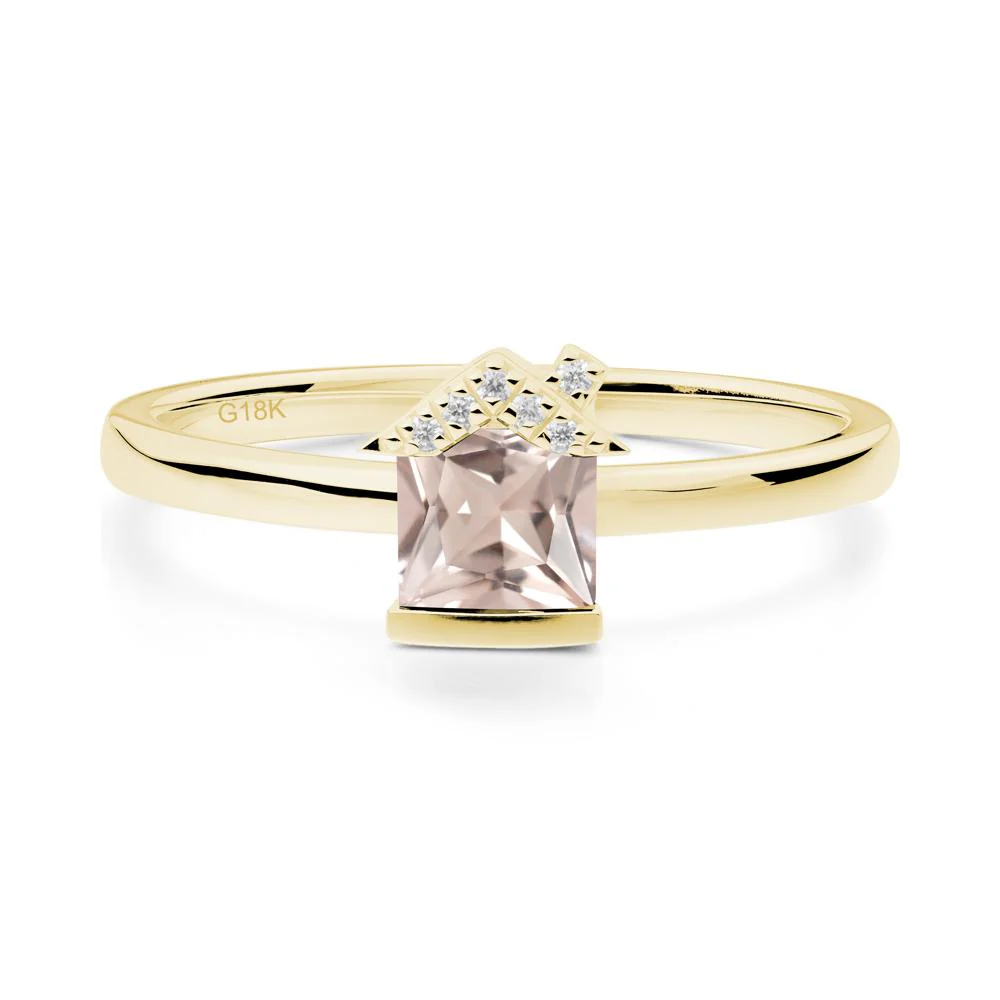 Bezel Set Princess Cut Morganite Ring - Image 2