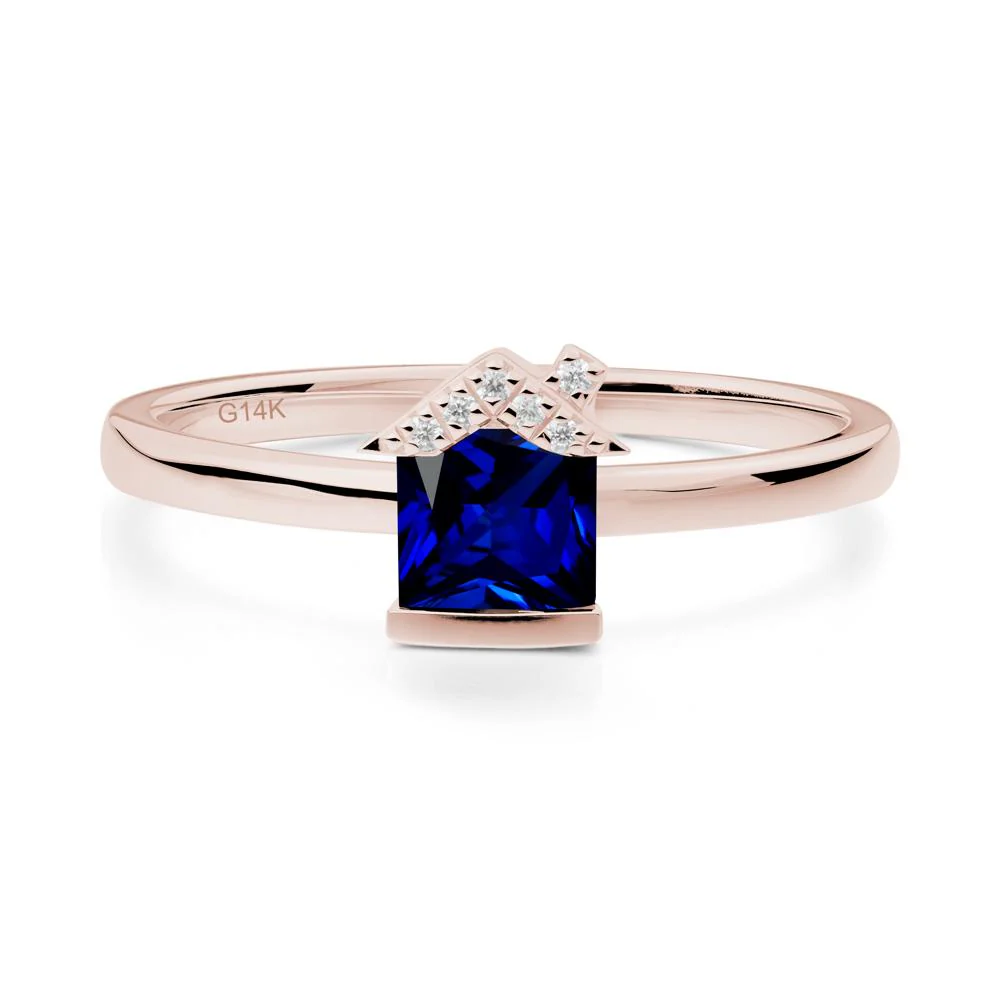 Bezel Set Princess Cut Sapphire Ring - Image 5