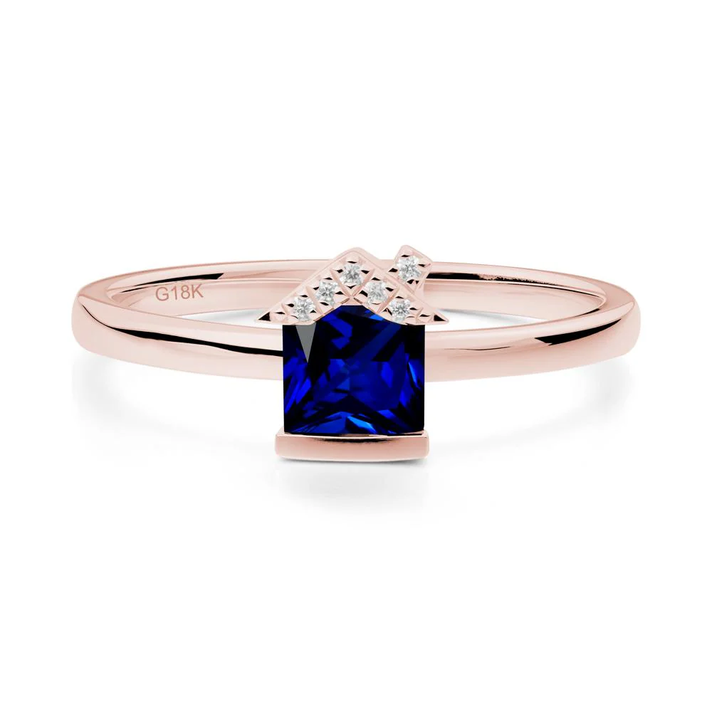 Bezel Set Princess Cut Sapphire Ring - Image 8