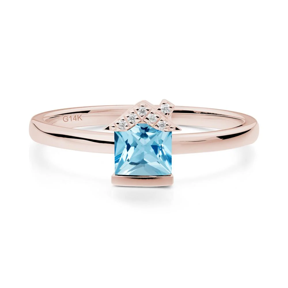 Bezel Set Princess Cut Swiss Blue Topaz Ring