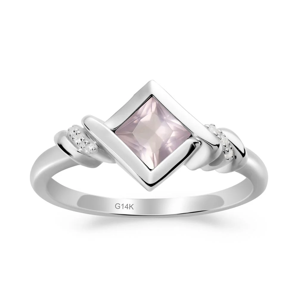 Bezel Set Rose Quartz Ring with Twisted Shank - Image 2