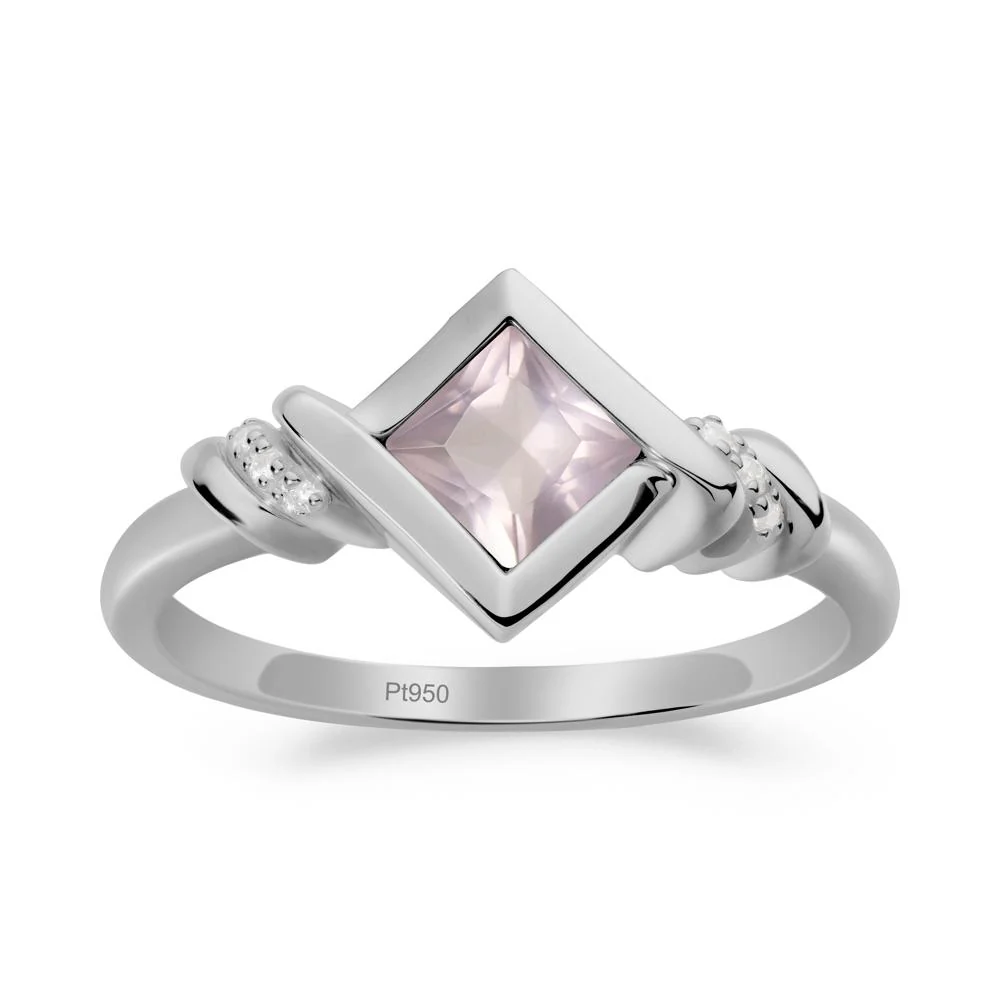 Bezel Set Rose Quartz Ring with Twisted Shank - Image 7