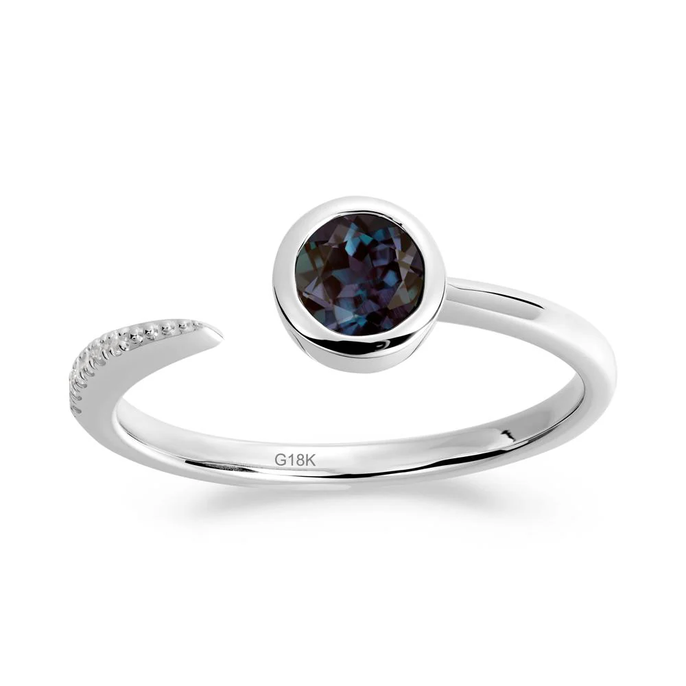 Bezel Set Round Alexandrite Open Ring - Image 7