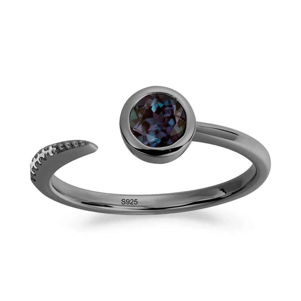 Bezel Set Round Alexandrite Open Ring - Image 9