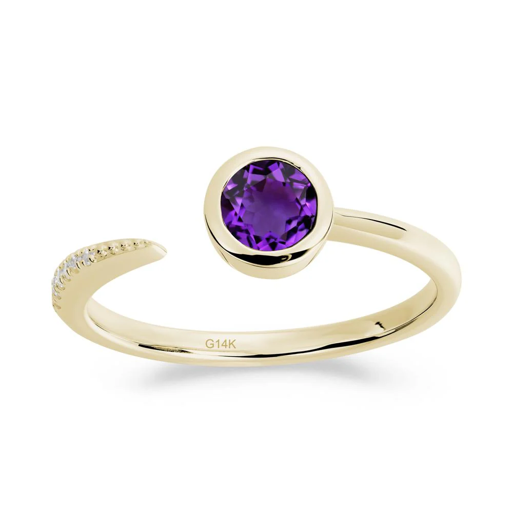 Bezel Set Round Amethyst Open Ring - Image 6