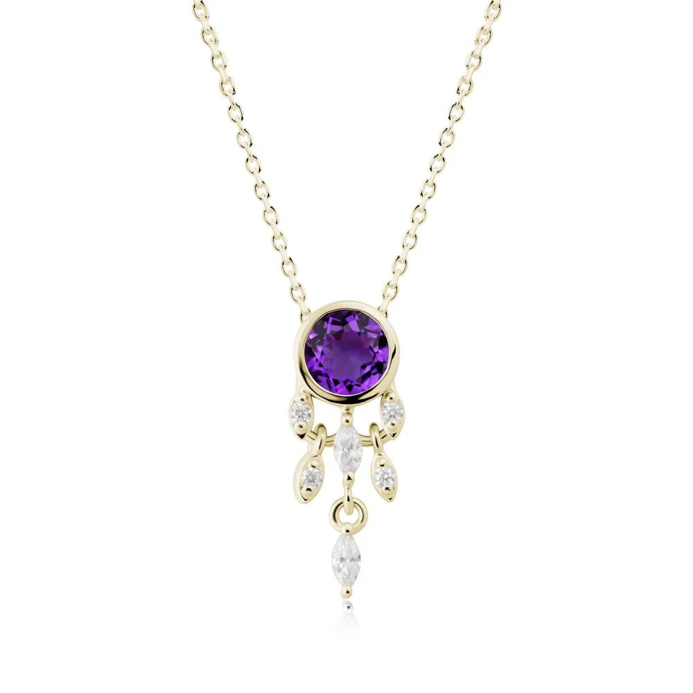 Bezel Set Round Amethyst Pendant