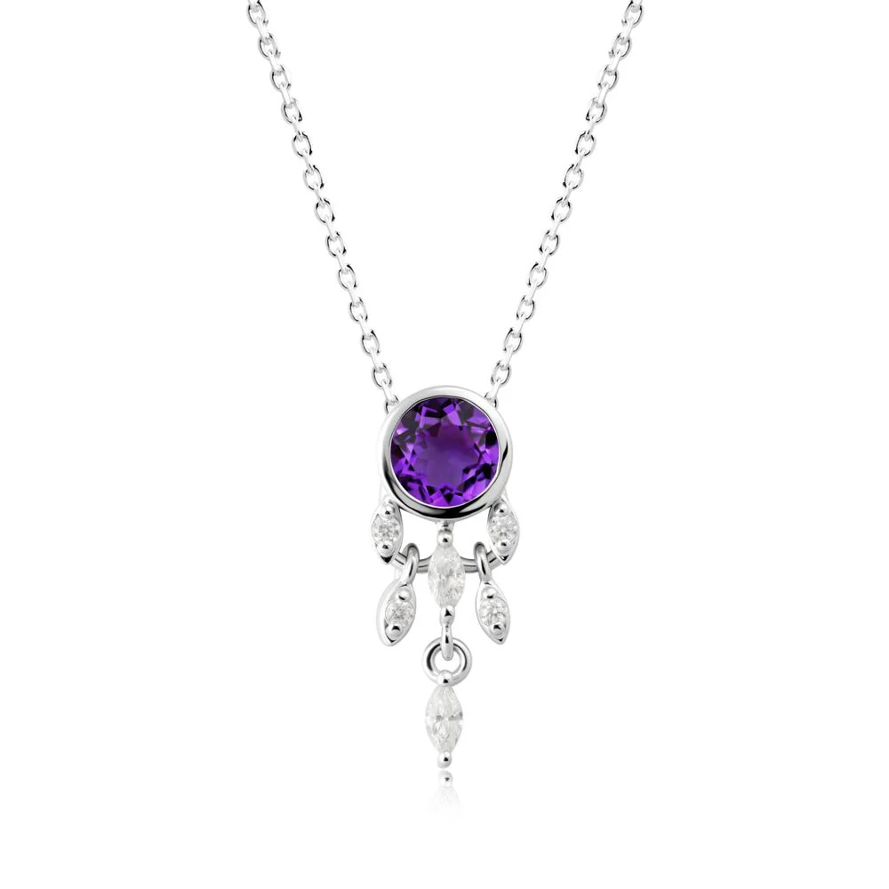 Bezel Set Round Amethyst Pendant - Image 6