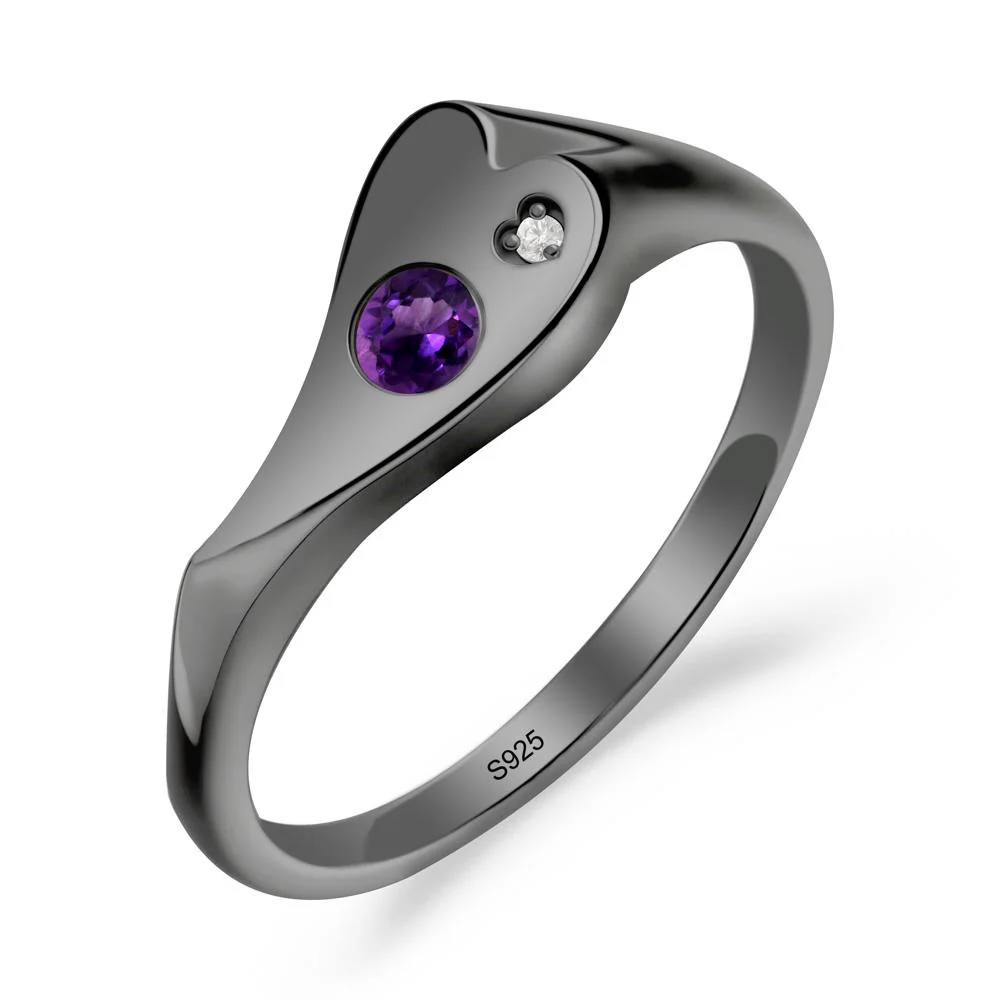 Bezel Set Round Amethyst Ring - Image 2