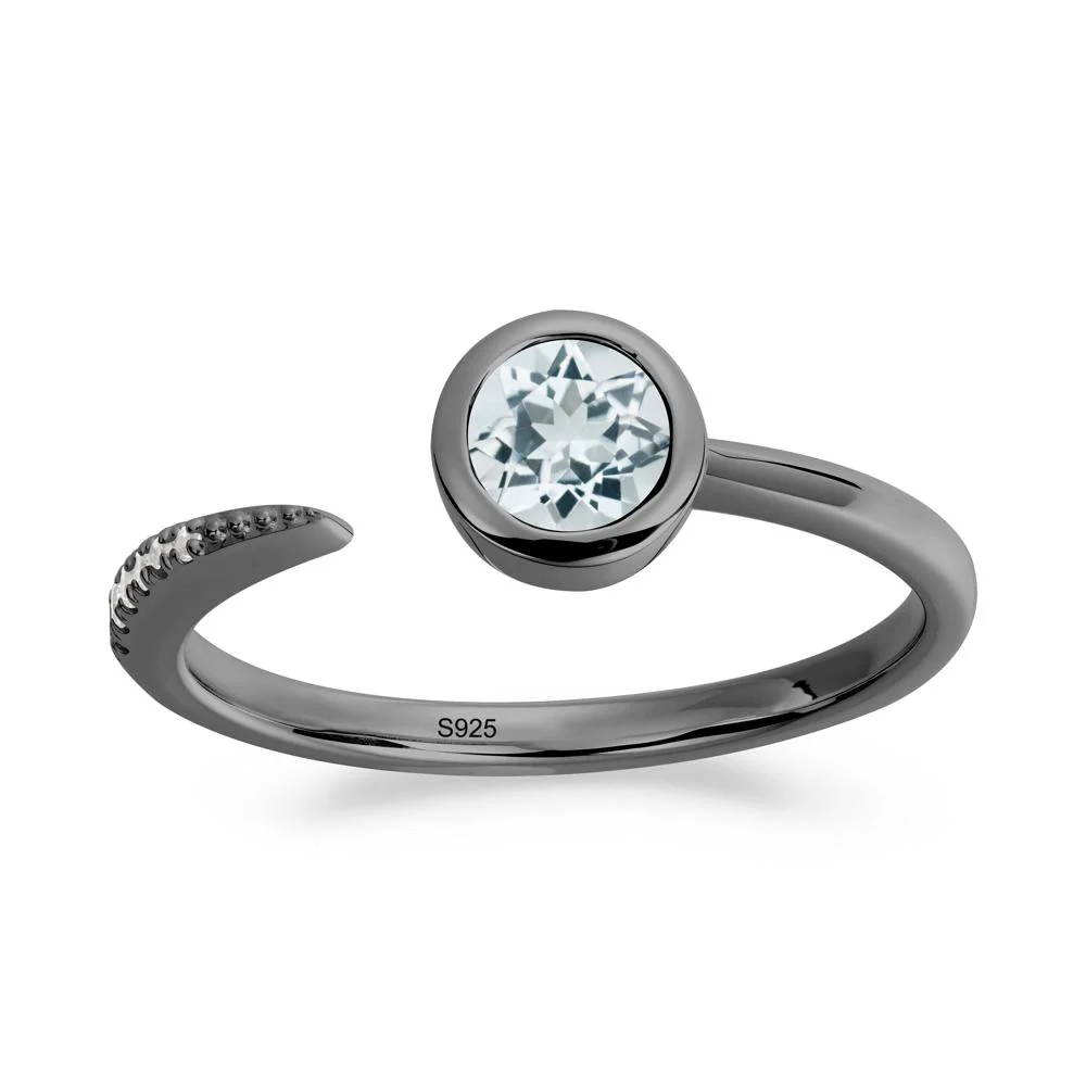 Bezel Set Round Aquamarine Open Ring - Image 2