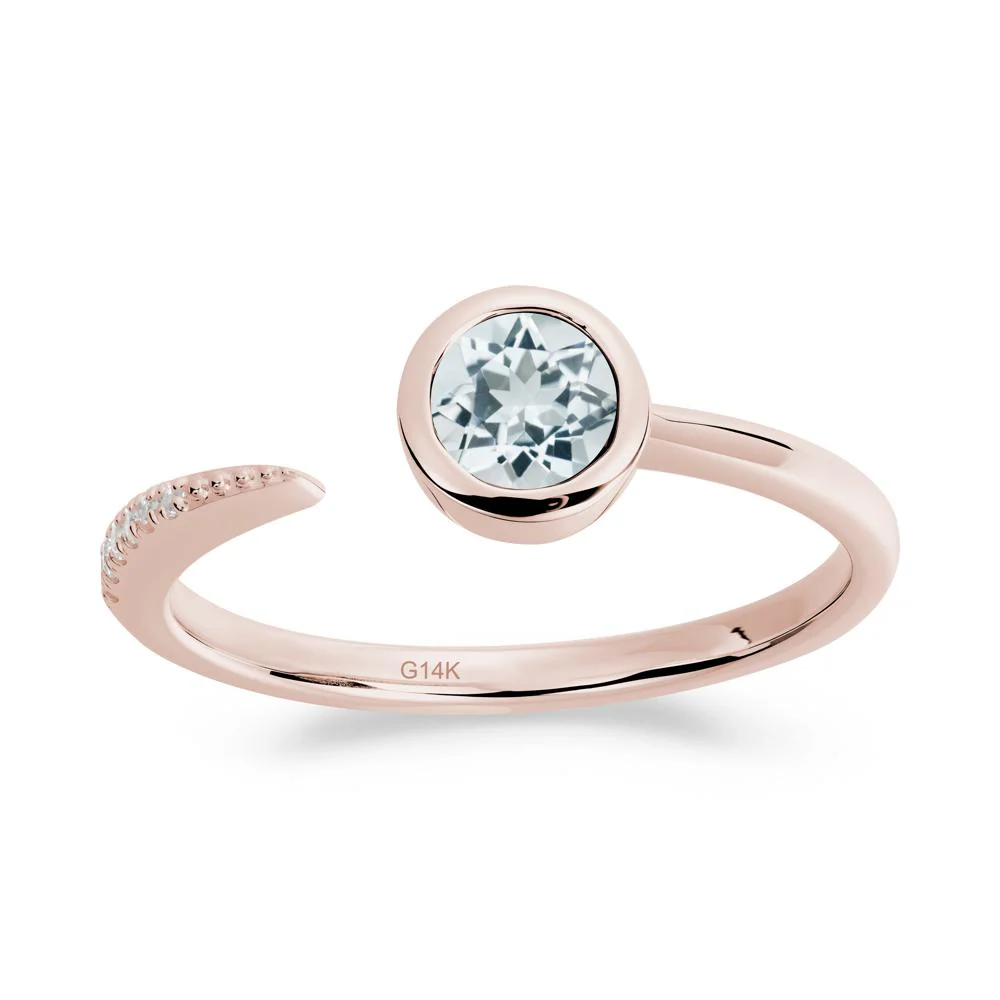 Bezel Set Round Aquamarine Open Ring - Image 5
