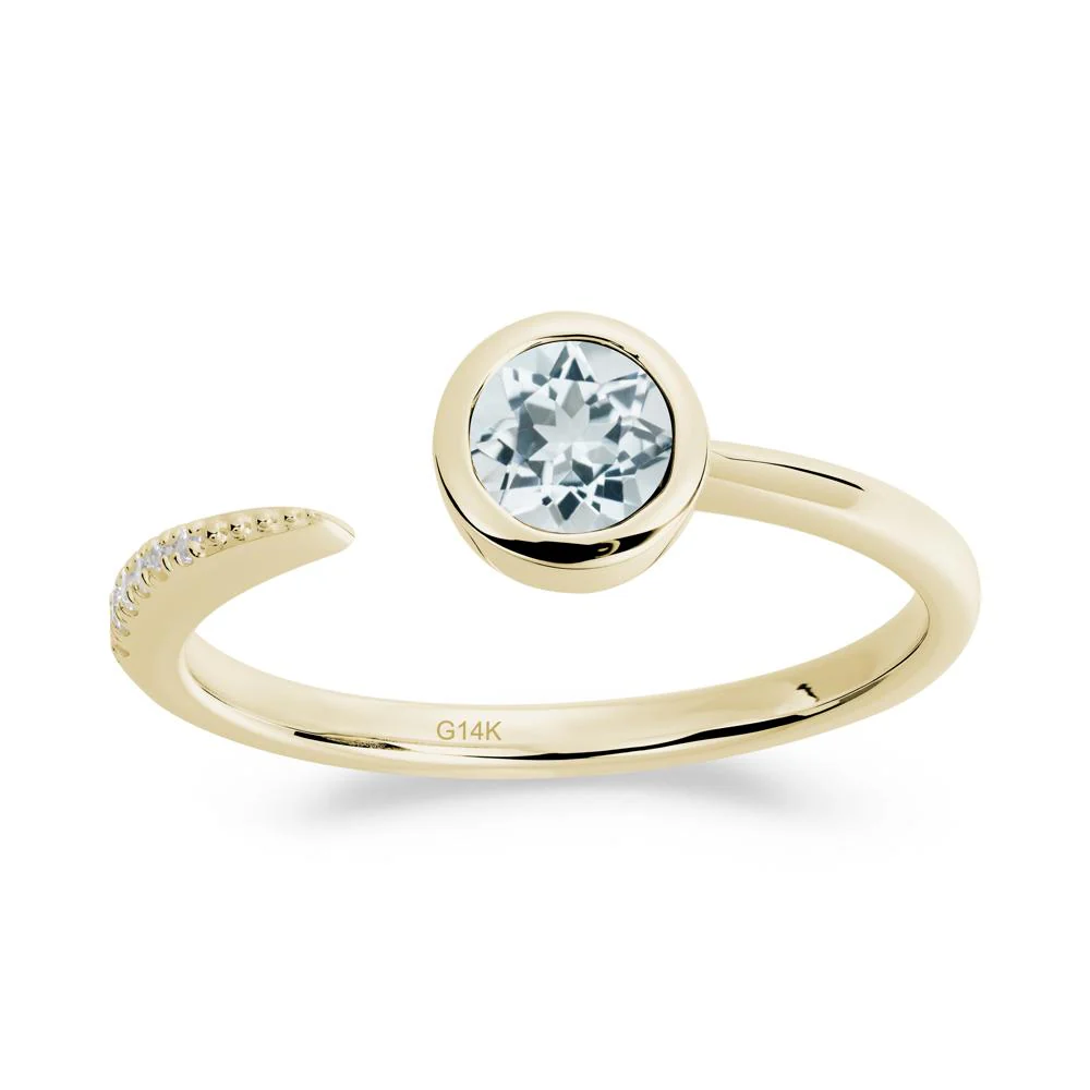 Bezel Set Round Aquamarine Open Ring - Image 8