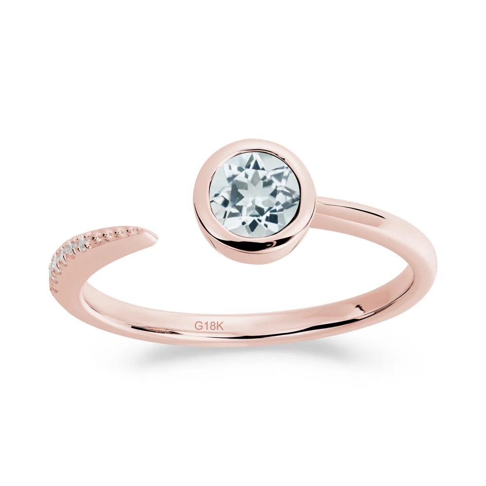 Bezel Set Round Aquamarine Open Ring - Image 9