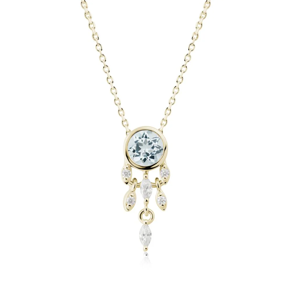Bezel Set Round Aquamarine Pendant