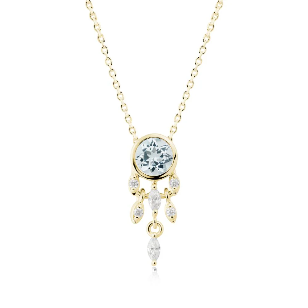 Bezel Set Round Aquamarine Pendant - Image 4
