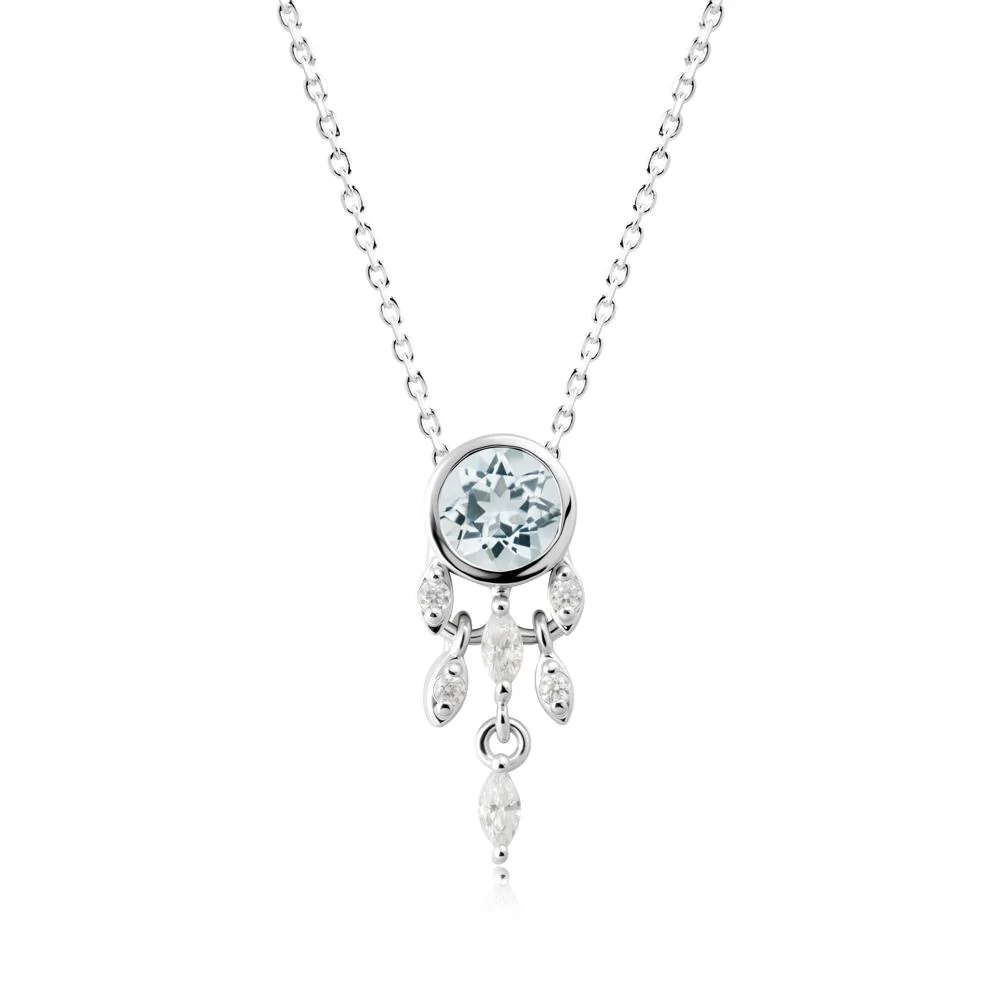 Bezel Set Round Aquamarine Pendant - Image 5