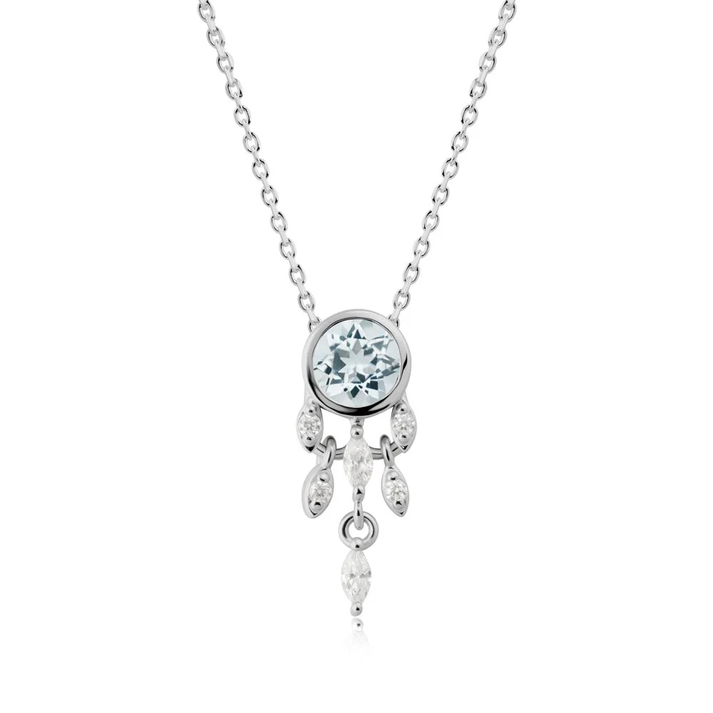 Bezel Set Round Aquamarine Pendant - Image 8