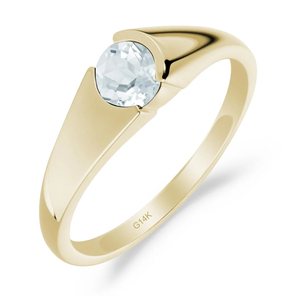 Bezel Set Round Aquamarine Solitaire Ring - Image 6