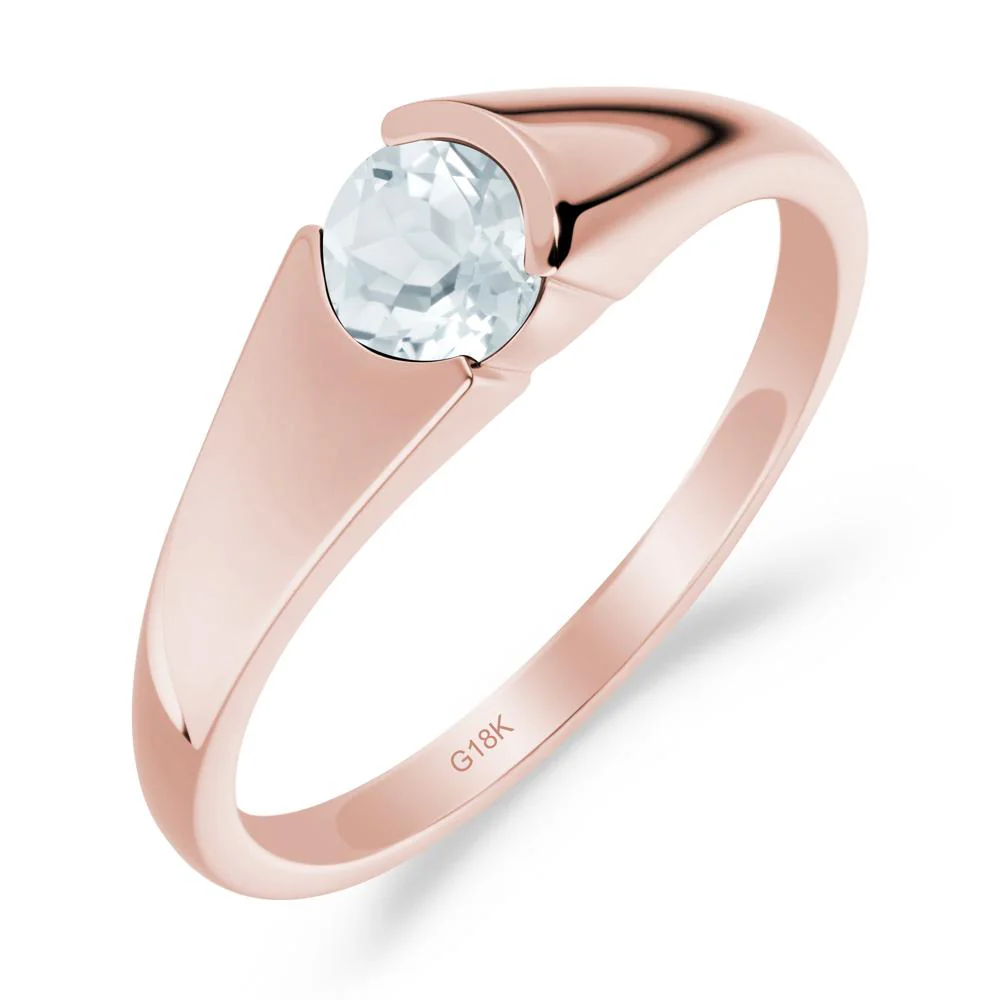 Bezel Set Round Aquamarine Solitaire Ring - Image 9