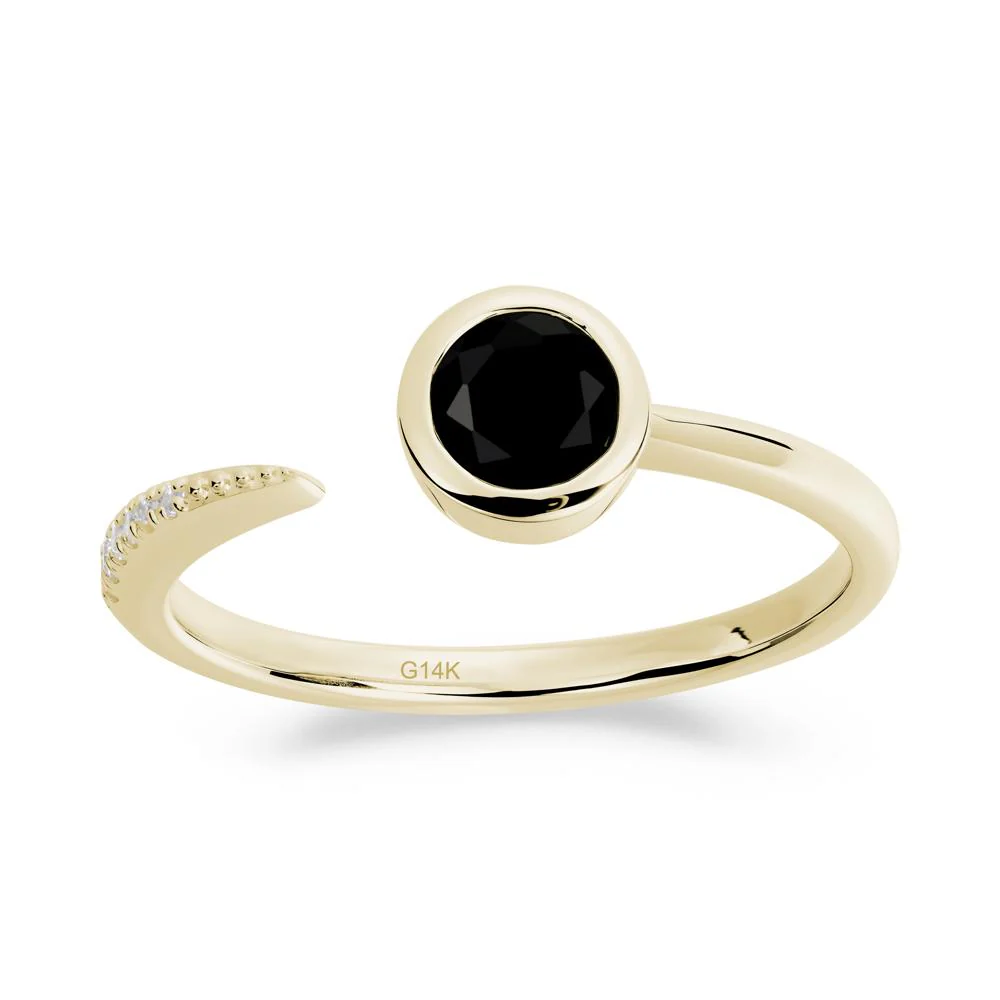 Bezel Set Round Black Spinel Open Ring - Image 4