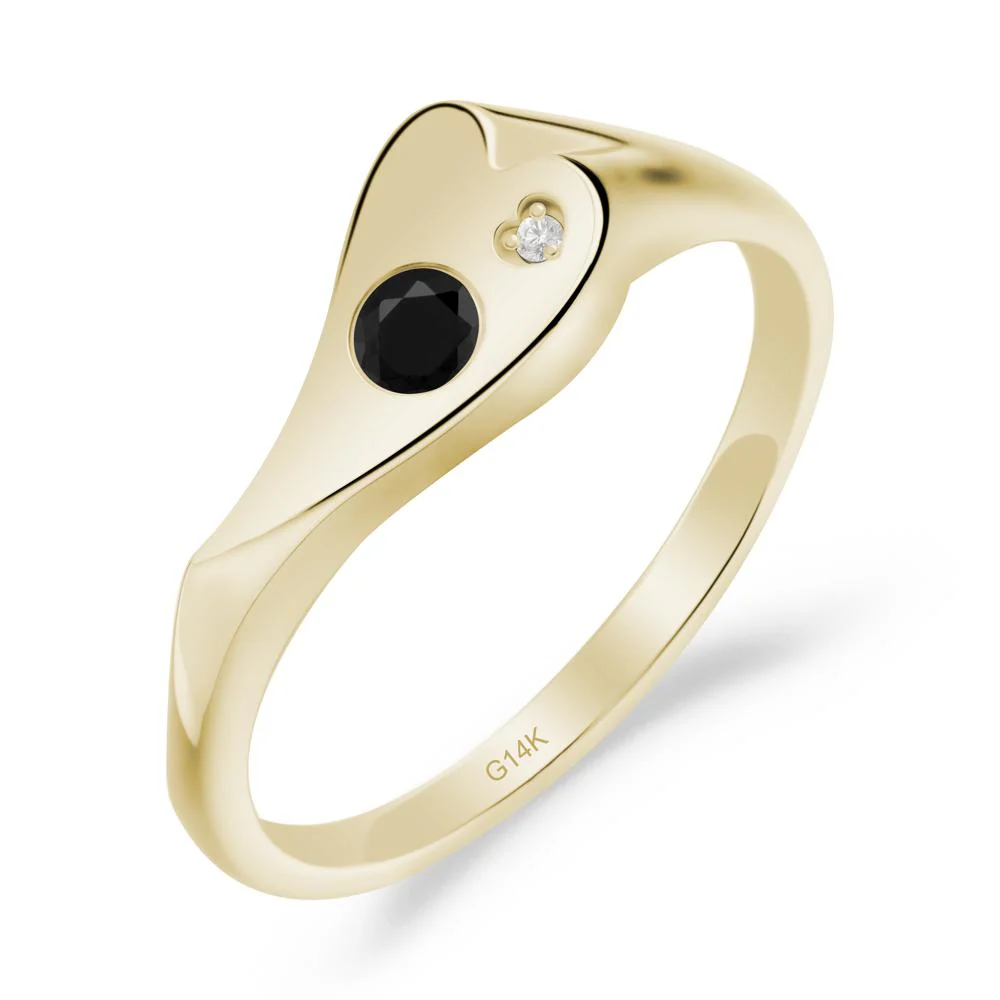 Bezel Set Round Black Spinel Ring