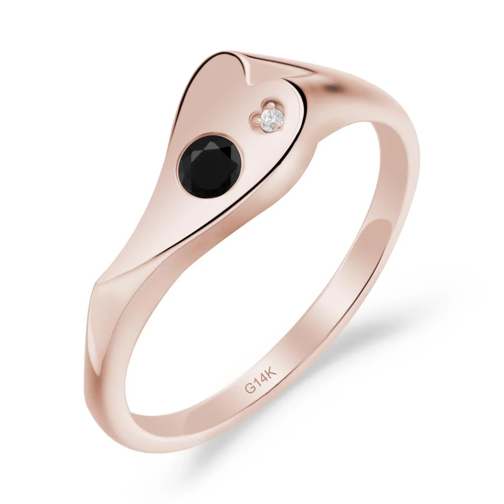 Bezel Set Round Black Spinel Ring - Image 2