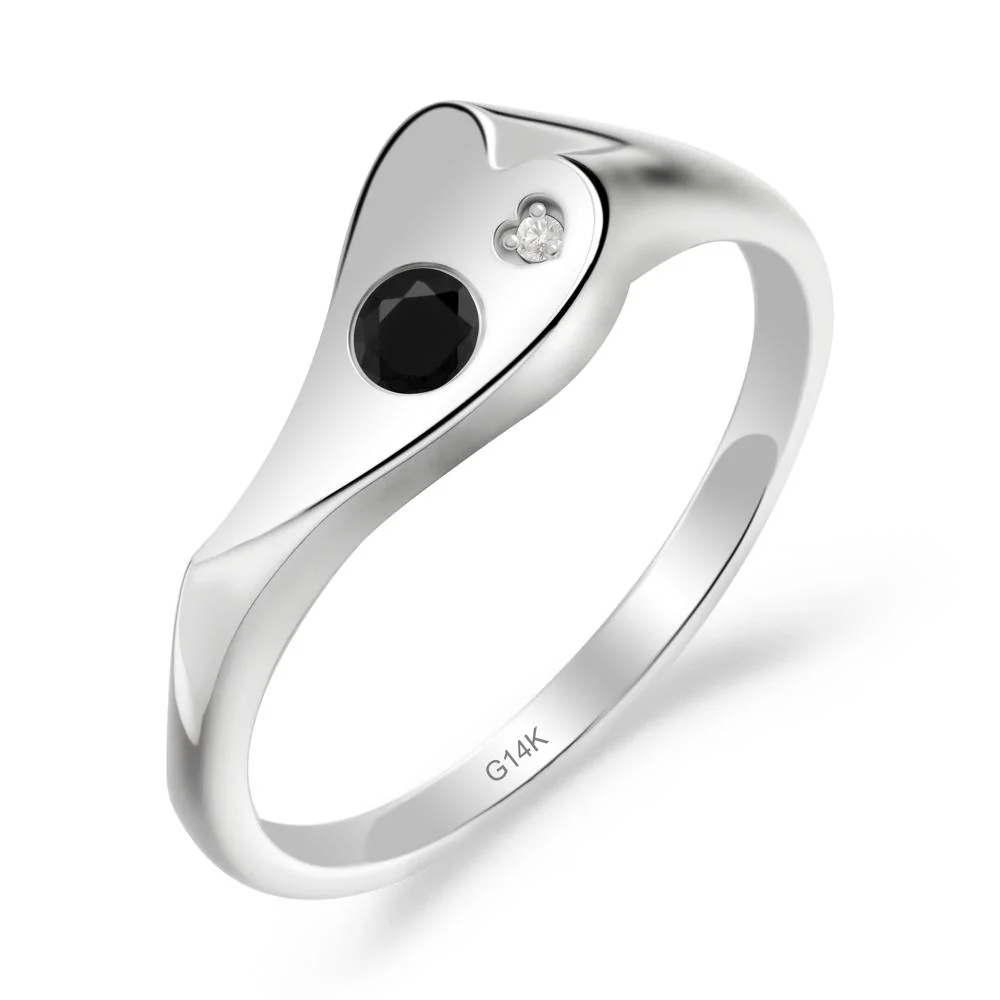 Bezel Set Round Black Spinel Ring - Image 9