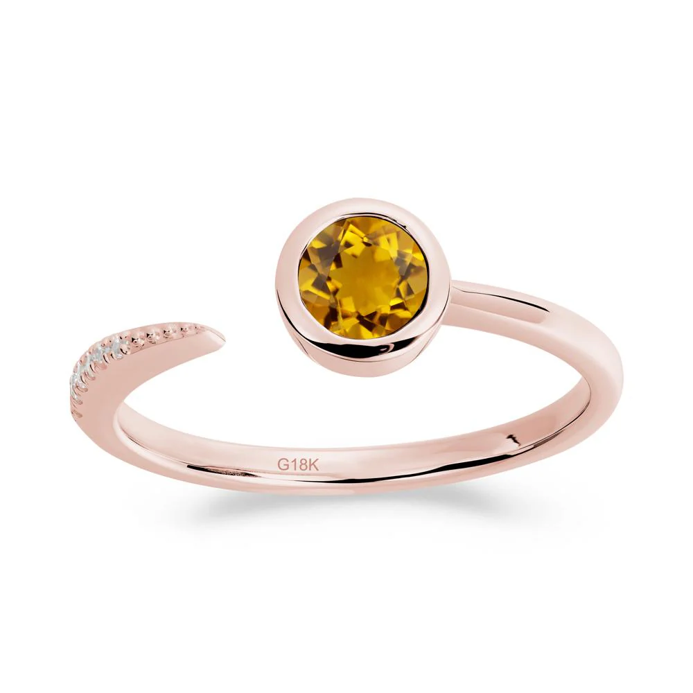 Bezel Set Round Citrine Open Ring - Image 2