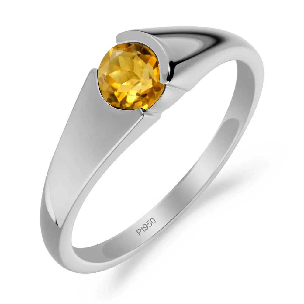 Bezel Set Round Citrine Solitaire Ring