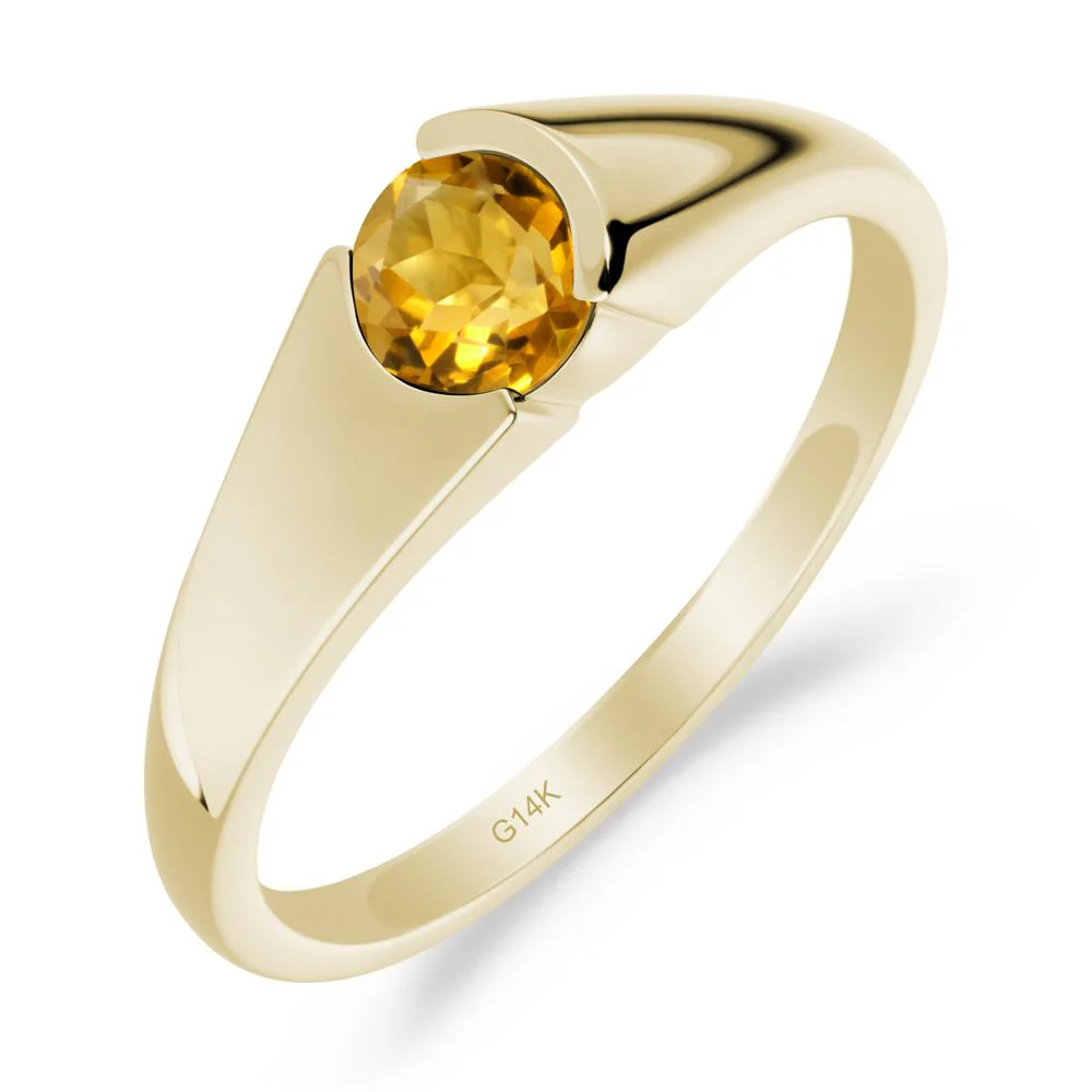Bezel Set Round Citrine Solitaire Ring - Image 6
