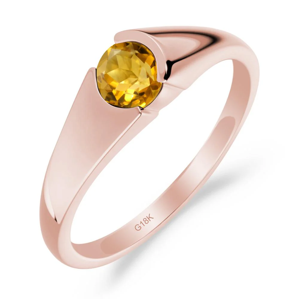 Bezel Set Round Citrine Solitaire Ring - Image 8
