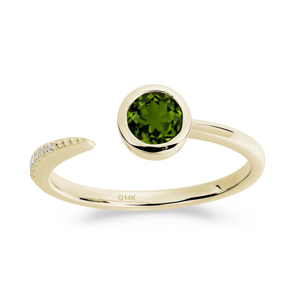 Bezel Set Round Diopside Open Ring